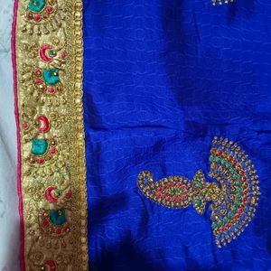 New Blue Saree With Blouse