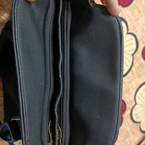 Black Leather Handbag With Side Strap