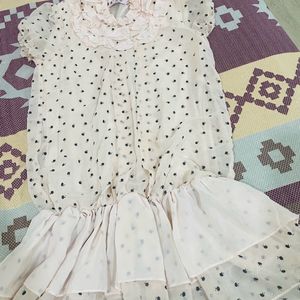 Very Pretty Unused Partywear Polka Dots Long Top