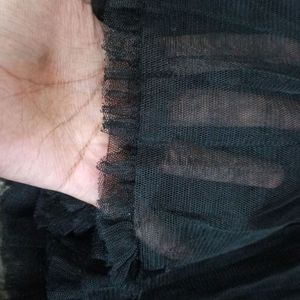 Black Bow Net Gothic Tiered Skirt