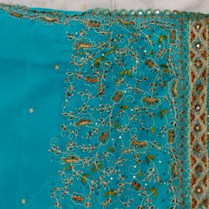 Peacock Green With Work Design Saree