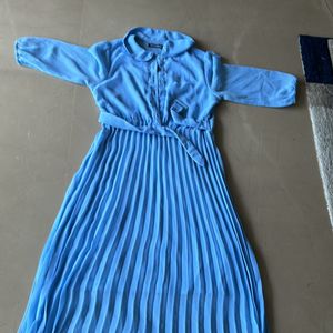 Fixed Price Blue Dress With Elbow Sleeves