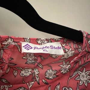 XL size Beautiful Pink Flowered Dress W/ Belt