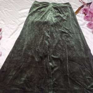 Sap Green Velvet Long Skirt