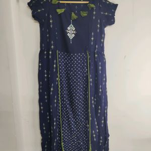 Navy Blue And Green Kurta