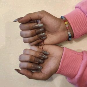 Glitter freesize Nails for Parties