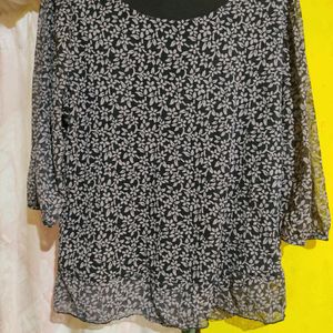 Vintage Printed U Neck Top