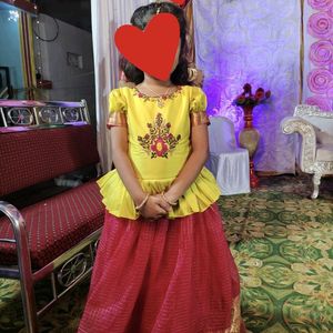 Yellow And Red Girl Designer Long Frock