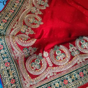 Heavy Red Designer Bridal Saree