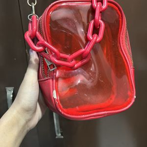 red transparent bag