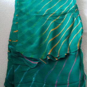 Green Saree With Blouse Piece