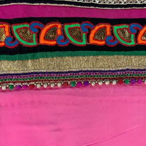 Pink Beautiful Saree With Broad Border