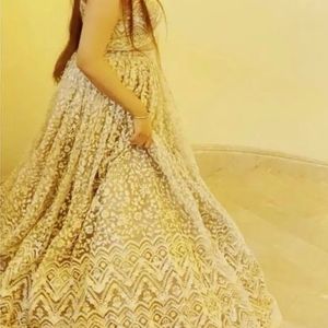 Very Heavy Off White Indo Western Lehenga!💜🥂