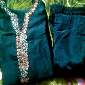 Embroidery Suit With Stitched Plazo(No Return)