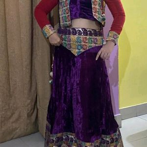 Purple Velvet Lehenga