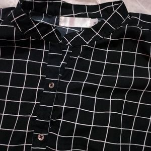 Black Check Blousom Top