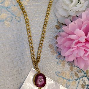 Pink Agate Druzy Necklace