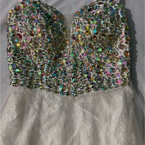 Stone Embellished Multicolour Corset Gown