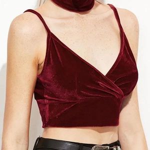 V-Neck Velvet Bralette Top