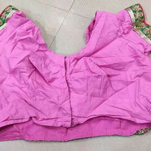 Pink Saree With Blouse