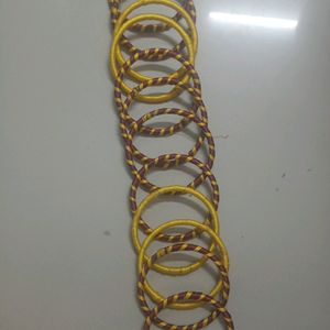 Yellow And Maroon Colour Bangles