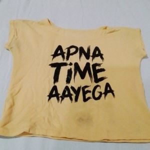 Anna Time Aayega Printed Crop T-shirt  For Women