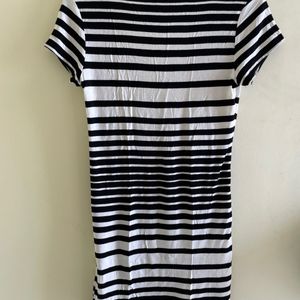 H&M Black And White Striped Bodycon