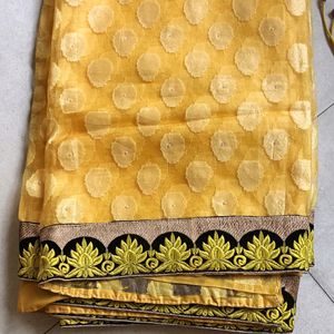 Yellow Saree With Black Border