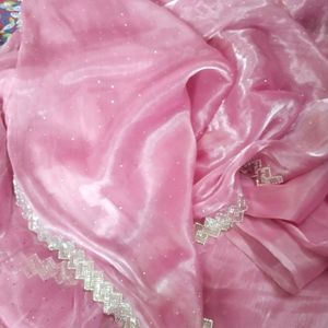 Beautiful Organza Saree With Embroidery