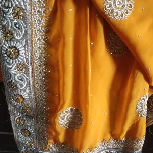 Yellow Dimond Saree With Blouse