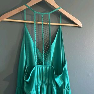 Green Maxi Dress With Stylish Back