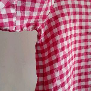 Zara Pink & White Gingham Top