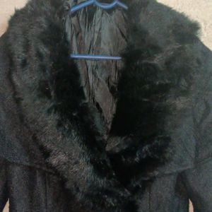 Fur Collar Coat Black Beauty Wollen Jacket