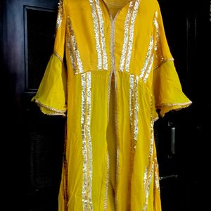 Yellow Sequins Work Kurti