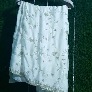 Beautiful full hand work white saree