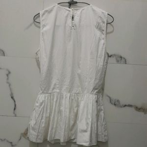 Girl New White Round Neck Frock Top