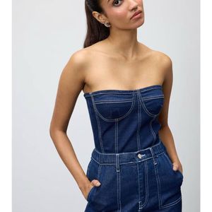 Freakins Denim Corset Bodysuit