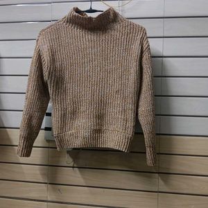 Crop High Neck Knitted Jumper