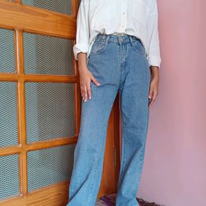 URBANIC wide Leg Blue Jeans For Women