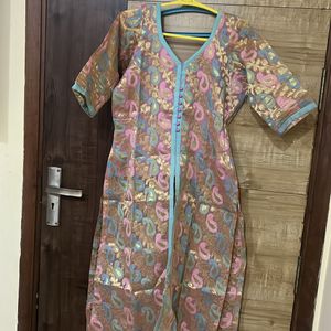 Tailor Made Banarasi Fabric Straight A Line Kurta