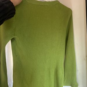 Green Shirt Style Sweater/ Cardigan