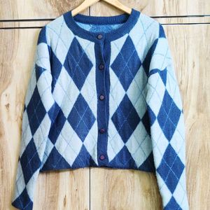 Sky Blue Designer Cardigan Size-40