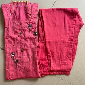 Pink And Blue Kurta Set For Women