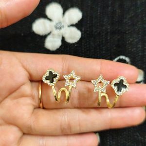 Korean Black Studded Earrings