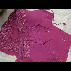 Pink Chiffon Party Saree