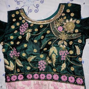 Green Padded Blouse (Pink & Golden Work)