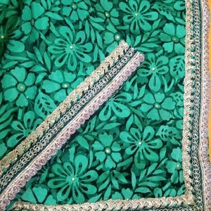 Green Net Saree