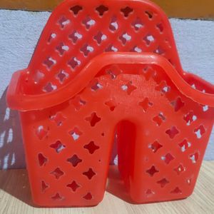 Plastic Red Cutlery Holder For Home