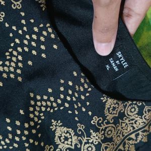 Skylee Rayon Black Kurta Foil Printed