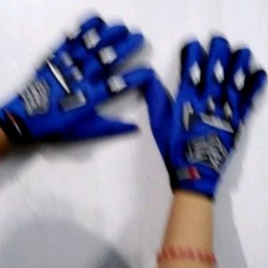 Blue Bike Riders Glove With Full Fingers